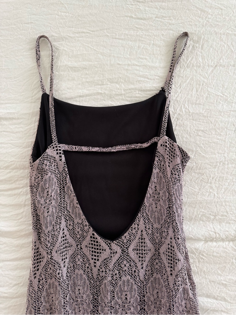Vintage Fairweather Lavender Lace Fringe Midi Boho Sleeveless Festival Dress - Picture 6 of 10